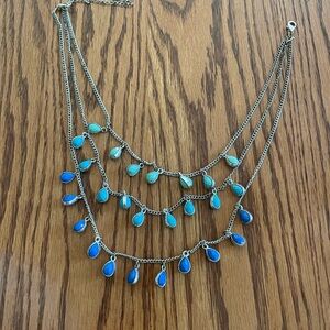 🎁3/$15 Premier Jewelry 3 tier necklace. Blue & aqua colors.